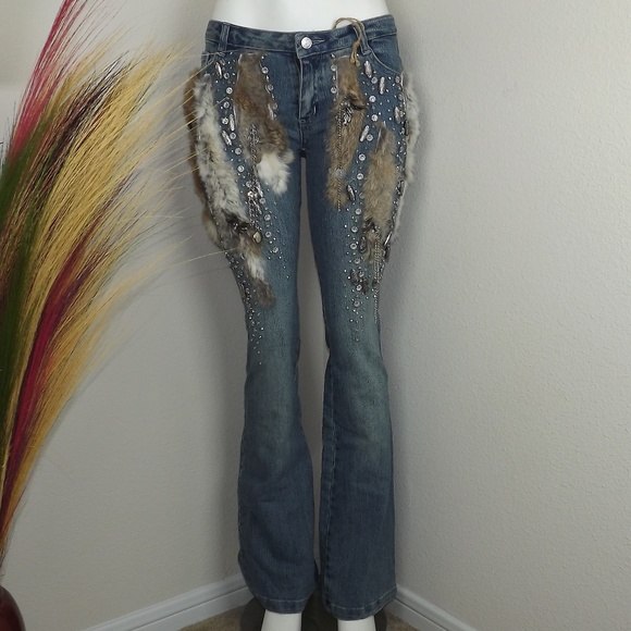 Angfu Denim - Fur Medium Wash Blue Denim Jeans
